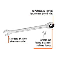 Llave combinada con matraca, 9 x 146 mm, Truper Expert - LL-2009MX / 13619