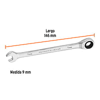 Llave combinada con matraca, 9 x 146 mm, Truper Expert - LL-2009MX / 13619