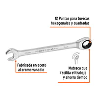 Llave combinada con matraca, 13 x 174 mm, Truper Expert - LL-2013MX / 15745