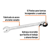 Llave combinada matraca reversible, 13x178 mm,Truper Expert - LL-2013MXR / 13692