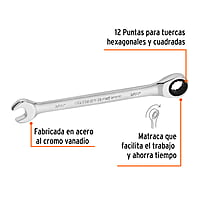 Llave combinada con matraca, 7/16' x 160 mm, Truper Expert - LL-2014X / 15737