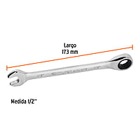 Llave combinada con matraca, 1/2' x 173 mm, Truper Expert - LL-2016X / 15738