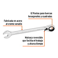 Llave combinada con matraca, reversible, 17x223 mm, Truper E - LL-2017MXR / 13728