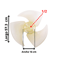 Aspa Condensador para Minisplit Mirage Largo 55.5 cm Ancho 16 cm Flecha 1/2, 3 Hojas - 10335013