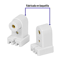 Portalámpara de plástico, slim line, bolsa 2 pzas, Volteck - POPL-14 / 46506