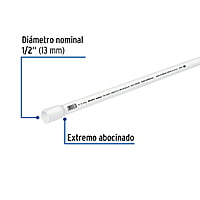 Tubo de 3 m de PVC de 1/2' hidráulico cédula 40, Saniflow - PVC-001 / 43038