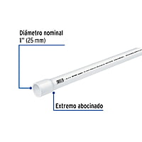 Tubo de 3 m de PVC de 1' hidráulico cédula 40, Saniflow - PVC-003 / 43040