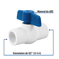 Válvula de esfera de PVC, de 1/2',para cementar - PVC-ES-1/2 / 49156