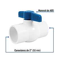 Válvula de esfera de PVC, de 2', para cementar - PVC-ES-2 / 49161