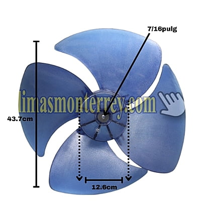 Aspa Para Minisplit York Equipo 2Ton, Diametro Exterior 44Cm, Centro 12.5Cm, 1/2Pulg, 4 Hojas - 184A3R000251