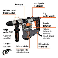 Rotomartillo SDS Plus 6 Joules 1600 W, industrial, Truper - ROEL-60N / 19323