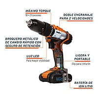 Rotomartillo inalámbrico, batería ion litio, 18 V, 1/2' - ROTI-18A2 / 18155