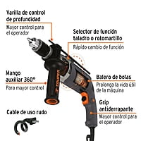 Rotomartillo 1/2' 750 W, industrial, Truper - ROTO-1/2N8 / 15683