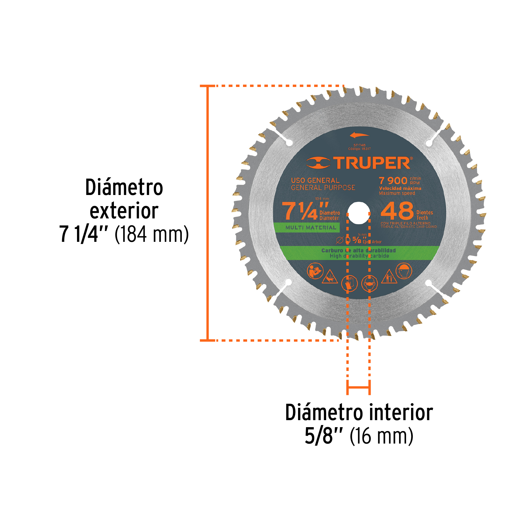 disco-sierra-p-plástico-7-1-4- 48 dientes- centro 5-8-st-748-18317