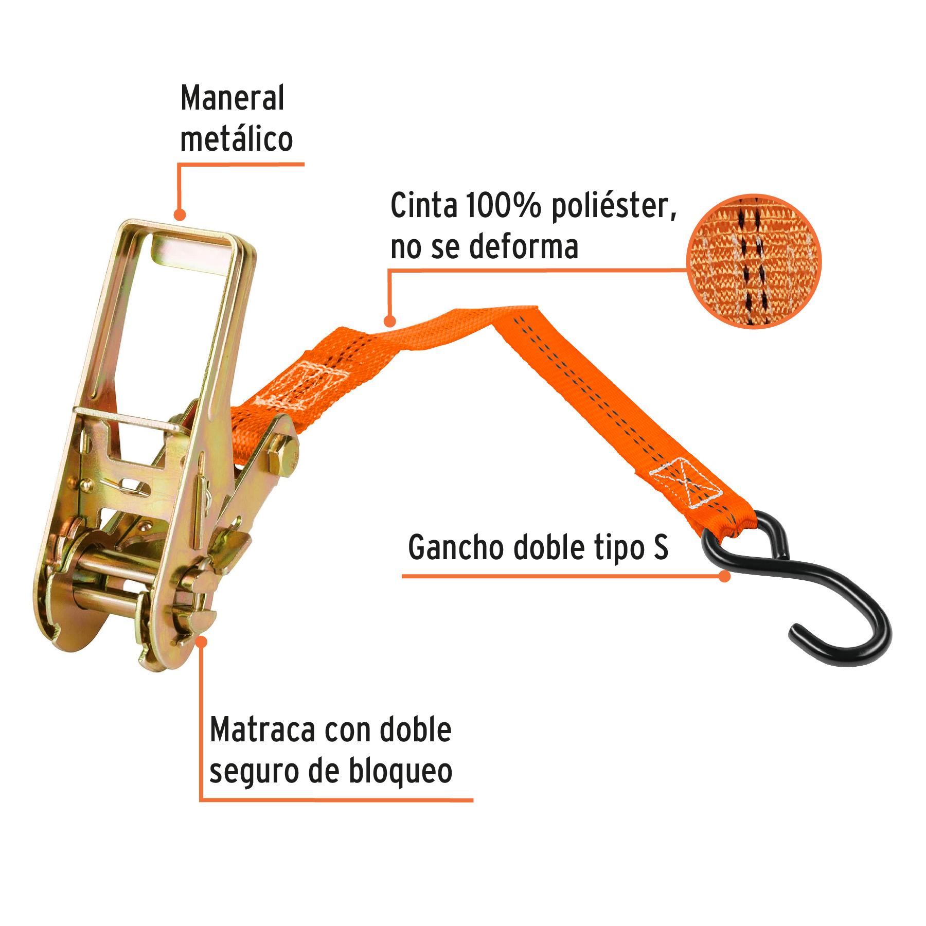 Juego de 2 sujetadores con matraca carga máxima 1125 kg - SU-1125R / 19282