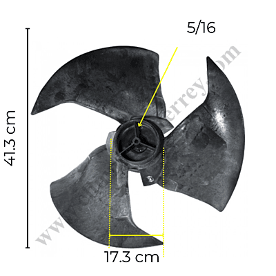 Aspa Para Minisplit, Condensador, 2 Toneladas, Diametro Exterior 41.3 Cm, Centro 8.6 Cm, Flecha 5/16, Izquierda, 3 Hojas - 393010017R