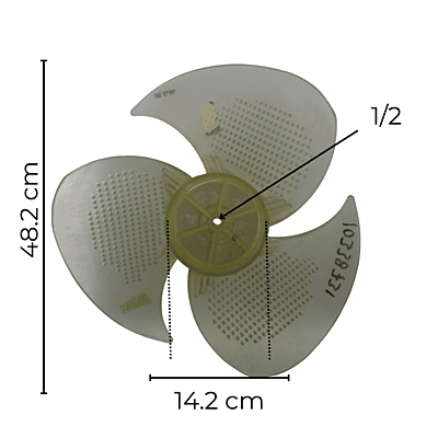 Aspa Para Minisplit, Condensador, 2 Toneladas, Diámetro Exterior 48.2 Cm, Altura 14.2 Cm, Flecha 1/2, Izquierda, 3 Hojas - 10338731