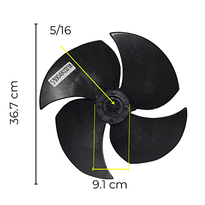 Aspa Para Minisplit, Condensador, Diametro Exterior 36.7 Cm, Altura 9.1 Cm, Flecha 5/16, Izquierda, 4 Hojas - 5900Ar1119B