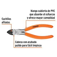 Pinza corte diagonal 6', mango de PVC - T202-6 / 17312