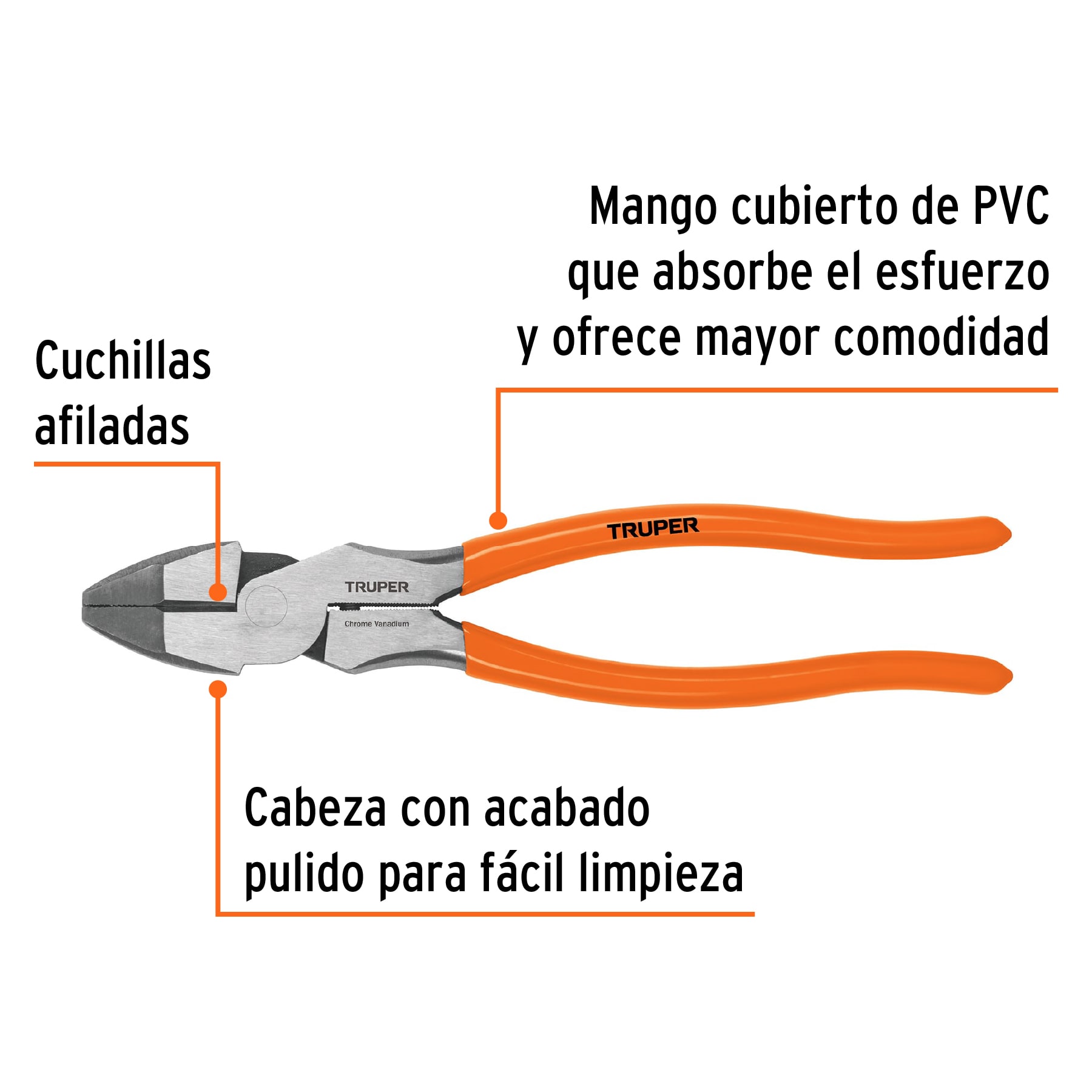 Pinza profesional p/electricista 9', c/resorte, mango de PVC - T210-9 / 17328