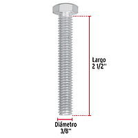 Bolsa con 50 tornillos 3/8' x 2-1/2' tipo máquina - TORM-3/8X2-1/2 / 44579