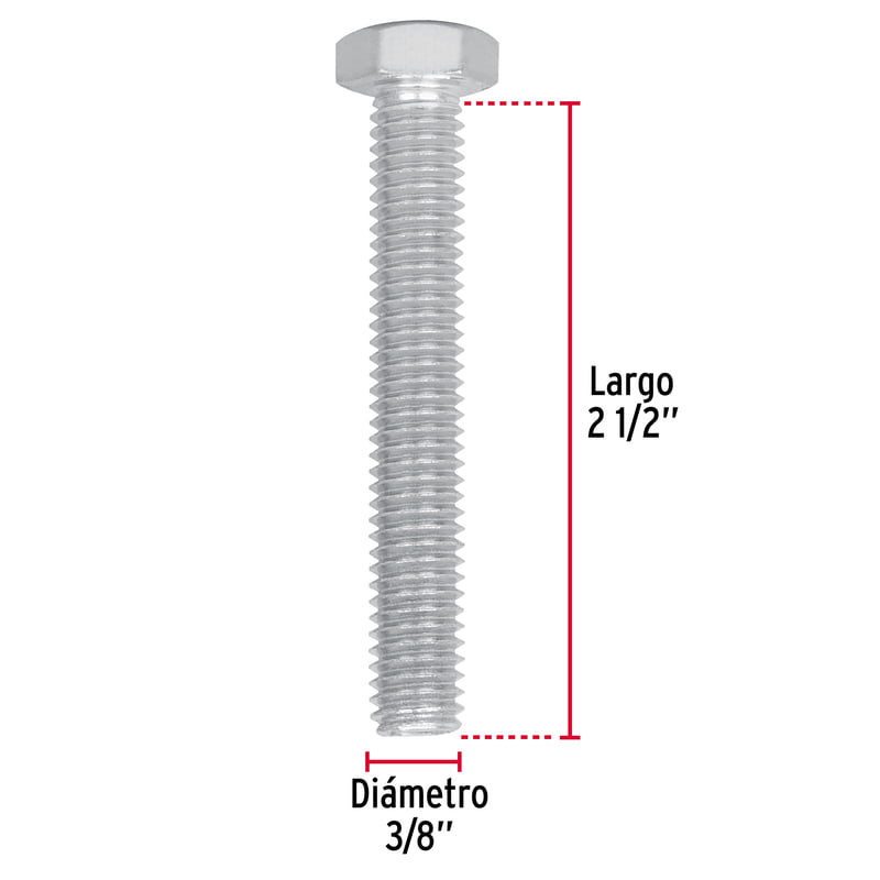 Bolsa con 50 tornillos 3/8' x 2-1/2' tipo máquina - TORM-3/8X2-1/2 / 44579