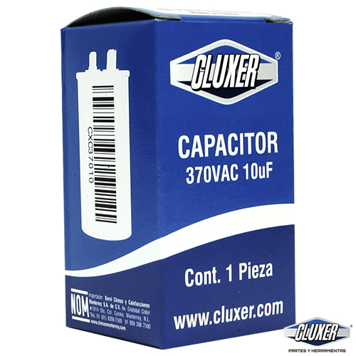 Capacitor de Trabajo, 10Mf, 370VAC +-5%, 50/60Hz, Cluxer - CXC37010