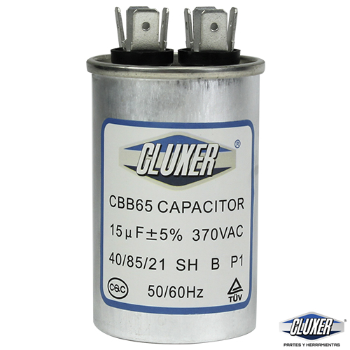 Capacitor de Trabajo, 15Mf, 370VAC +-5%, 50/60Hz, Cluxer 10832 - CXC37015