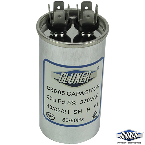 Capacitor de Trabajo, 20Mf, 370VAC +-5%, 50/60Hz, Cluxer - CXC37020