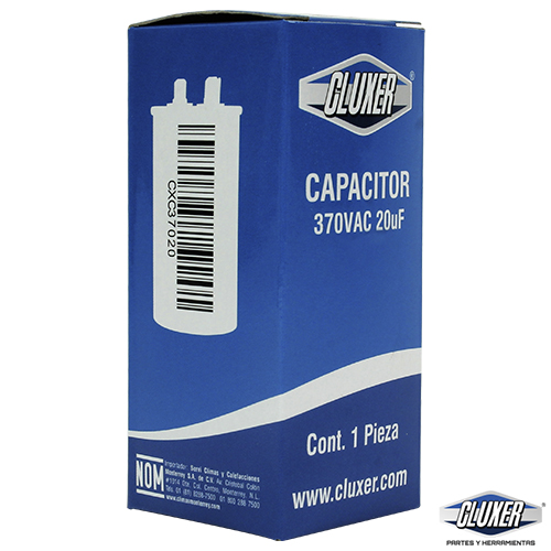 Capacitor de Trabajo, 20Mf, 370VAC +-5%, 50/60Hz, Cluxer - CXC37020