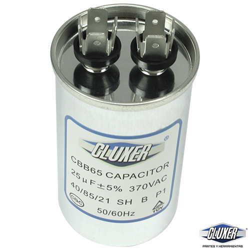 Capacitor de Trabajo, 25Mf, 370VAC +-5%, 50/60Hz, Cluxer CXC37025