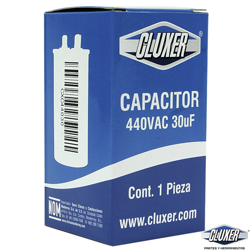 Capacitor De Trabajo, 30Mf, 440Vac +-5%, 50/60Hz / Cluxer - CXC44030