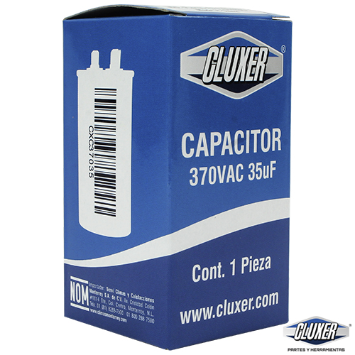 Capacitor de Trabajo, 35Mf, 370VAC +-5%, 50/60Hz, Cluxer CXC37035