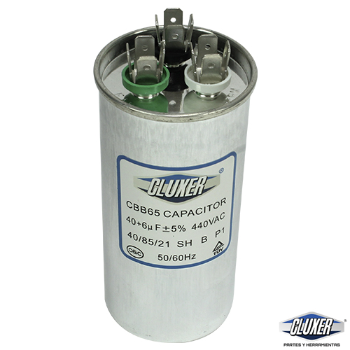 Capacitor De Trabajo, 40/6Mf, 440Vac  -5%, 50/60Hz / Cluxer - CXC440406