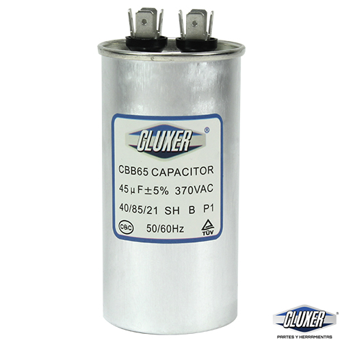 Capacitor de Trabajo, 45Mf, 370VAC +-5%, 50/60Hz, Cluxer CXC37045