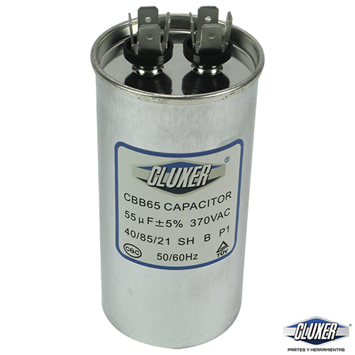 Capacitor De Trabajo, 55Mf, 370Vac +-5%, 50/60Hz, Cluxer - Cxc37055