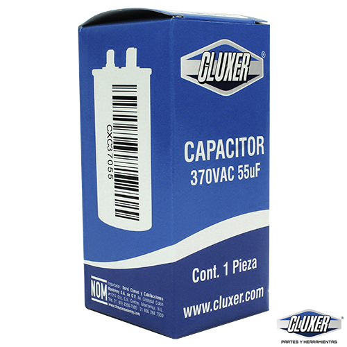 Capacitor De Trabajo, 55Mf, 370Vac +-5%, 50/60Hz, Cluxer - Cxc37055