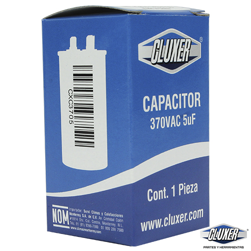 Capacitor de Trabajo, 5Mf, 370VAC +-5%, 50/60Hz, Cluxer CXC3705