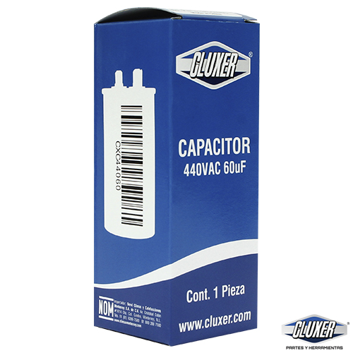 Capacitor De Trabajo, 60Mf, 440Vac +-5%, 50/60Hz / Cluxer - CXC44060