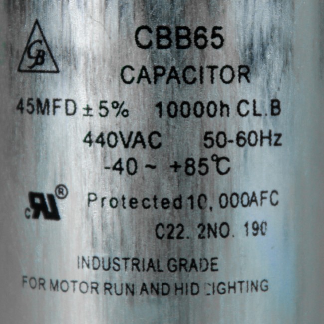 Capacitor De Trabajo Redondo 45 Mfd 440 Vac- C4-R-45