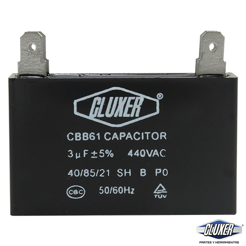 Capacitor De Ventilador, 3Mf, 440Vac  -5 %, 50/60 Hz / Cluxer - CXCP4403