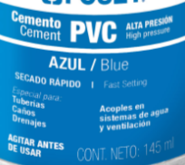 Cemento azul para PVC, hasta 12', bote 145 ml - PPVCA-145 / 42025