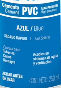 Cemento azul para PVC, hasta 12', bote 250 ml - PPVCA-250 / 42026