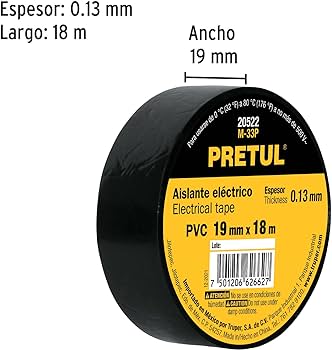 Cinta de aislar de 18 m x 19 mm, negra, Pretul - M-33P / 20522