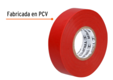 Cinta de aislar de 18 m x 19 mm, roja, Truper - M-33R / 12504