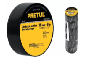 Cinta de aislar de 9 m x 19 mm, negra, Pretul - M-22P / 20521