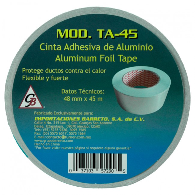 Cinta De Aluminio 0.038Mm X 48 Mm X 45M De Largo Para Ductos - Ta-45