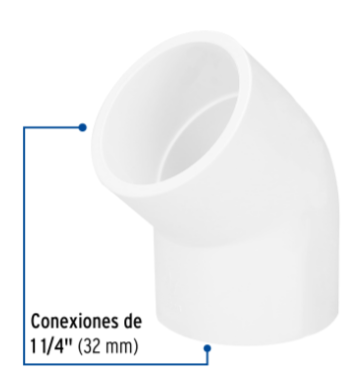 Codo 45° de PVC, 1-1/4' - PVC-864 / 45526