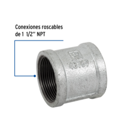 Cople reforzado, acero galvanizado, 1-1/2' - CG-205