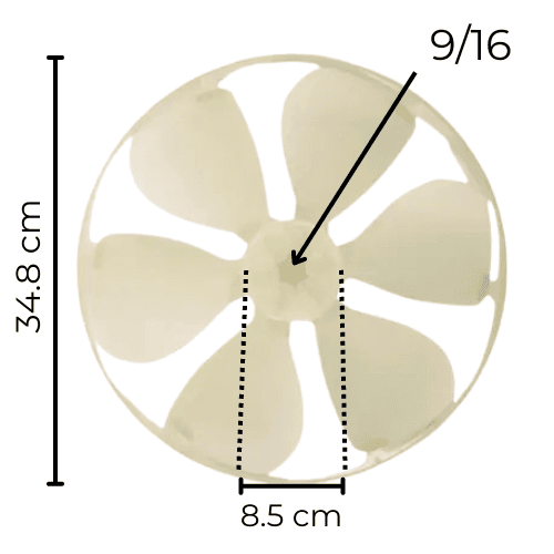 Aspa Para Ventana Macc1211J Largo 34.8cm Ancho Aro 8.5cm Flecha 9/16 Rotacion CCW-Derecha  6 Hojas  Macc1211J - 10331155